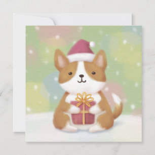 Merry Christmas: Corgi Illustration Art Holiday Card