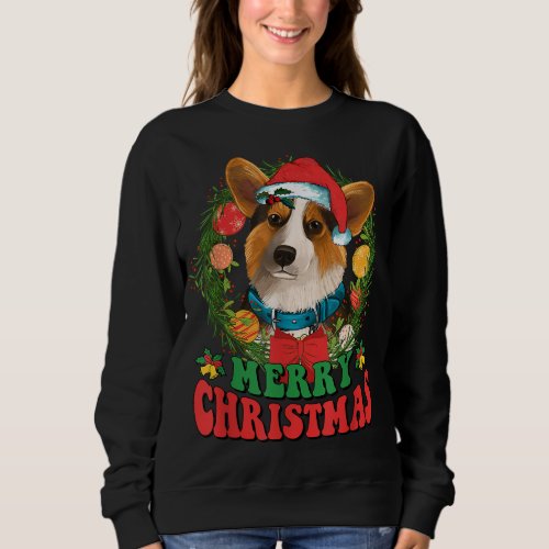 Merry Christmas Corgi Santa Hat Dog Lovers Ugly Sw Sweatshirt