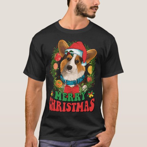 Merry Christmas Corgi Santa Hat Dog Lovers Ugly Sw T_Shirt