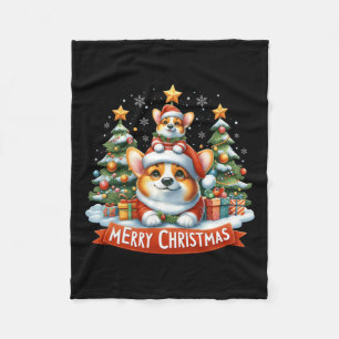 Merry Christmas Corgmas Corgi Dog Matching Christm Fleece Blanket