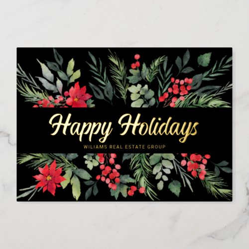 Merry Christmas Corporate Greeting Gold Foil Holiday Card