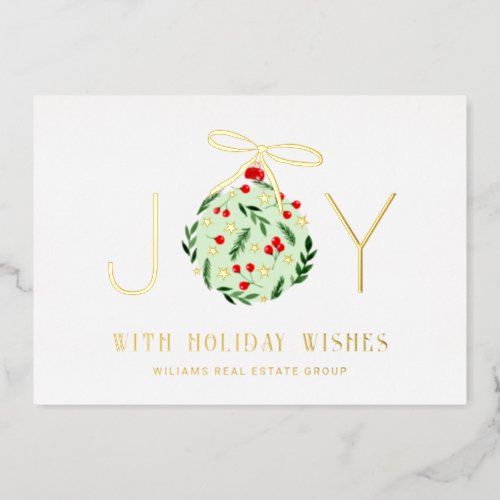 Merry Christmas Corporate Greeting Gold Foil Holiday Card