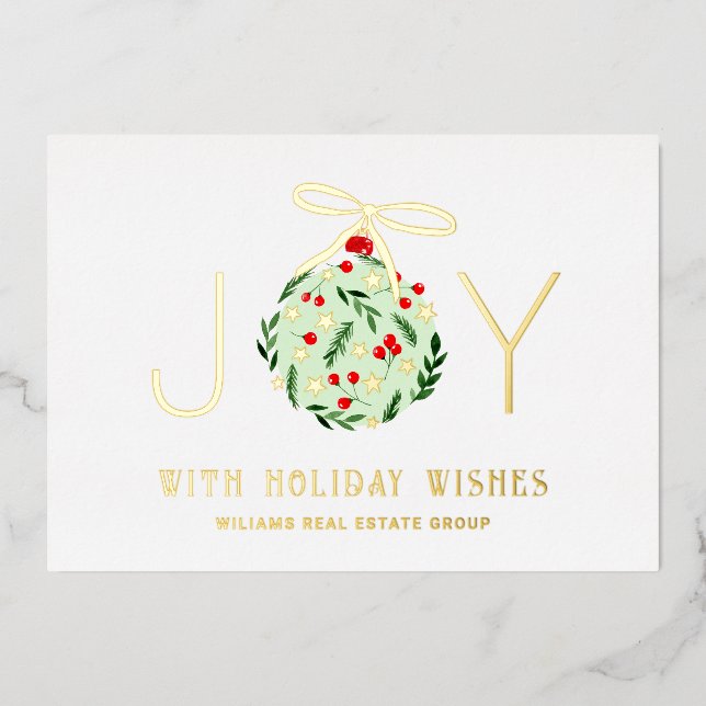 Merry Christmas Corporate Greeting Gold Foil Holiday Card (Front)