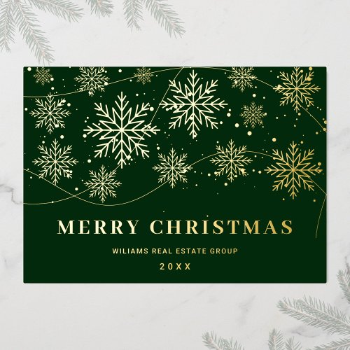 Merry Christmas Corporate Greeting Gold Foil Holiday Card