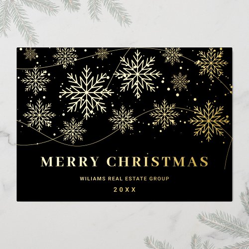 Merry Christmas Corporate Greeting Gold Foil Holiday Card