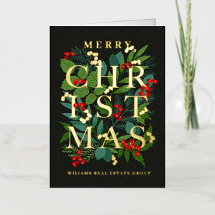 Merry Christmas Corporate Greeting Gold Foil Holiday Card