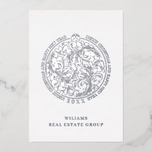 Merry Christmas Corporate Greeting Silver Foil Holiday Card