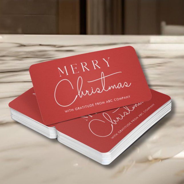 Merry Christmas Corporate Thank You Red Business Card (Creator Uploaded)