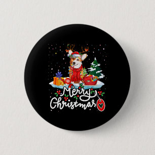 Merry Christmas Costume Reindeer Cute Santa Corgi Button