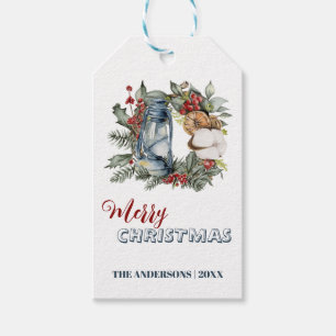 Merry Christmas Cotton Greenery Holiday Gift Tags