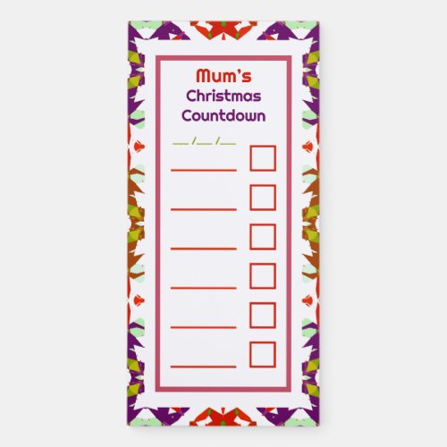 Merry Christmas Countdown Green Checklist Planner Magnetic Notepad