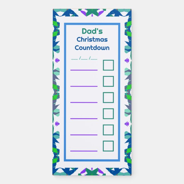 Merry Christmas Countdown Green Checklist Planner Magnetic Notepad (Front)