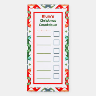 Merry Christmas Countdown Red Checklist Planner Magnetic Notepad