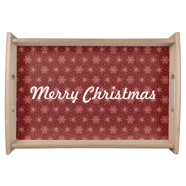 Merry Christmas Country Burgundy Vintage Star Serving Tray (Front)
