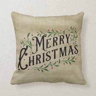 Merry Christmas - Country Primitive Throw Pillow