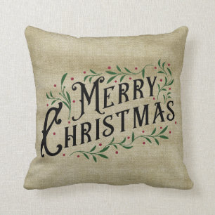 Merry Christmas - Country Primitive Throw Pillow