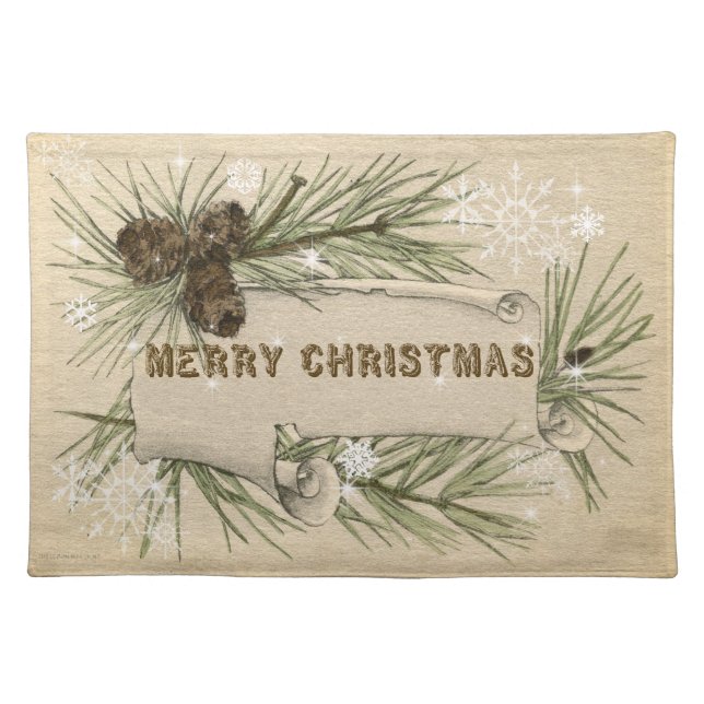 Merry Christmas Country Rustic Place Mats (Front)
