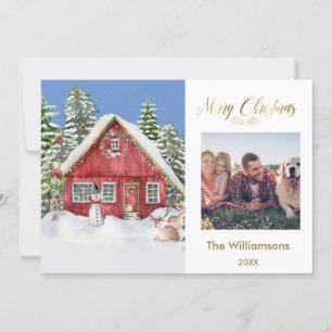 Merry Christmas Country Scene Family Photo Card