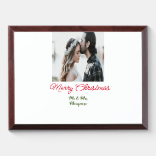 Merry Christmas couple photo add name happy holida Award Plaque