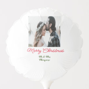Merry Christmas couple photo add name happy holida Balloon