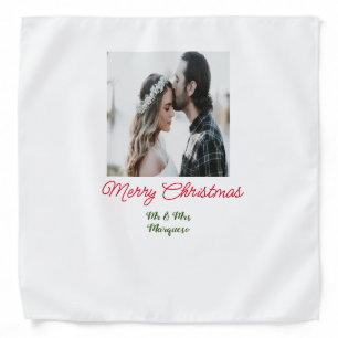 Merry Christmas couple photo add name happy holida Bandana