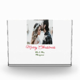 Merry Christmas couple photo add name happy holida Block