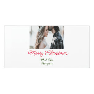 Merry Christmas couple photo add name happy holida Door Sign