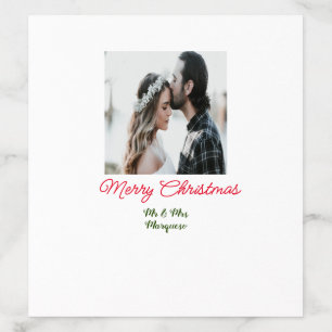 Merry Christmas couple photo add name happy holida Envelope Liner
