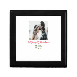 Merry Christmas couple photo add name happy holida Gift Box