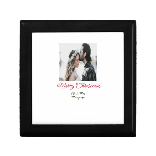 Merry Christmas couple photo add name happy holida Gift Box (Front)