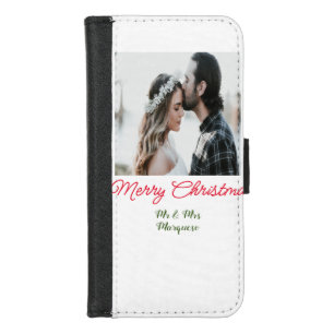 Merry Christmas couple photo add name happy holida iPhone 8/7 Wallet Case