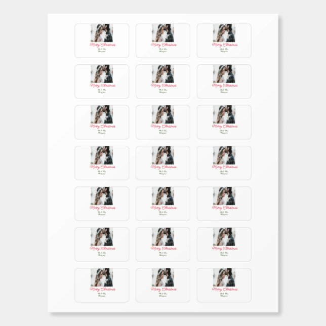 Merry Christmas couple photo add name happy holida Matchboxes (Sticker Sheet)