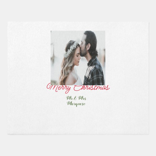 Merry Christmas couple photo add name happy holida Outdoor Rug (Front)