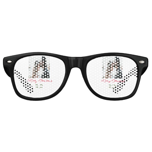 Merry Christmas couple photo add name happy holida Retro Sunglasses (Front)