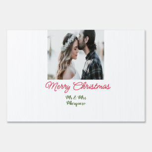 Merry Christmas couple photo add name happy holida Sign