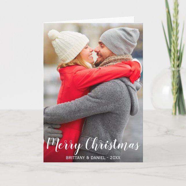 Merry Christmas Couple Photo Fold Card L (Front)