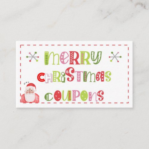 Merry Christmas Coupons Business Card