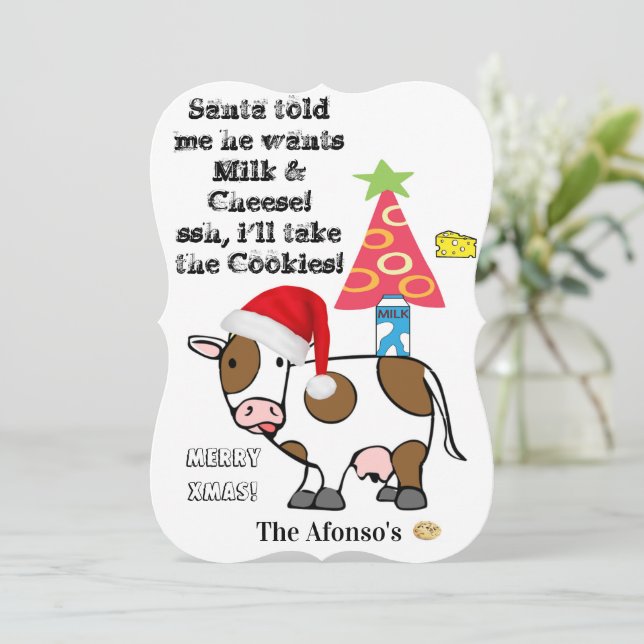 Merry Christmas Cow Cookies Flat Greeting Card (Standing Front)