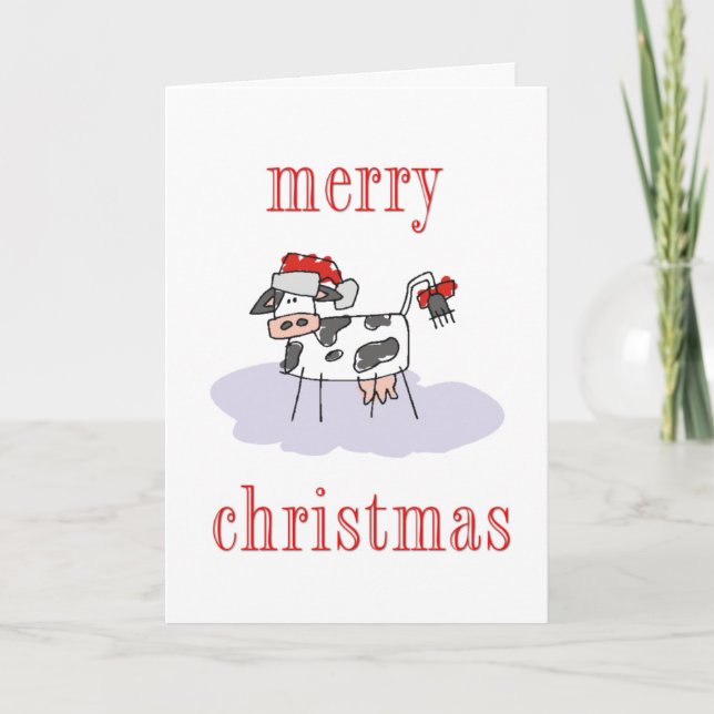 Merry Christmas Cow Holiday Card (Front)
