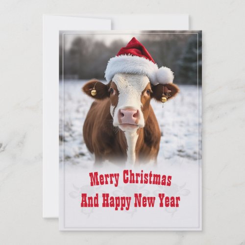 Merry Christmas Cow Holiday Card