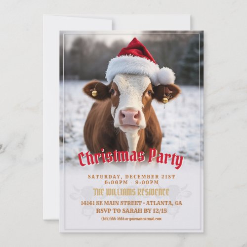 Merry Christmas Cow Invitation