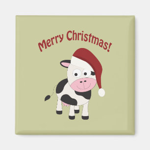 Merry Christmas Cow Magnet