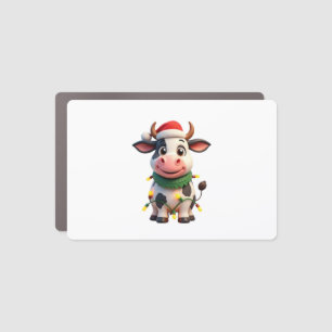 Merry Christmas Cow Santa Christmas Lights Cow Xma Car Magnet