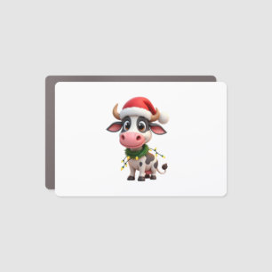 Merry Christmas Cow Santa Christmas Lights Cow Xma Car Magnet