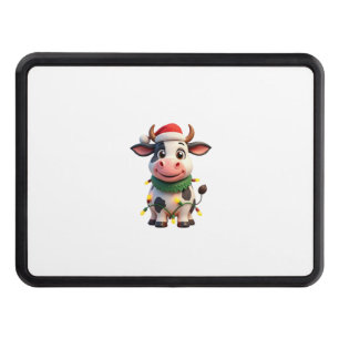 Merry Christmas Cow Santa Christmas Lights Cow Xma Hitch Cover