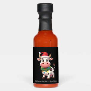 Merry Christmas Cow Santa Christmas Lights Cow Xma Hot Sauces