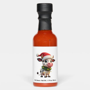 Merry Christmas Cow Santa Christmas Lights Cow Xma Hot Sauces