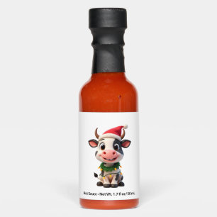 Merry Christmas Cow Santa Christmas Lights Cow Xma Hot Sauces