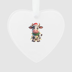 Merry Christmas Cow Santa Christmas Lights Cow Xma Ornament