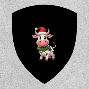Merry Christmas Cow Santa Christmas Lights Cow Xma Patch
